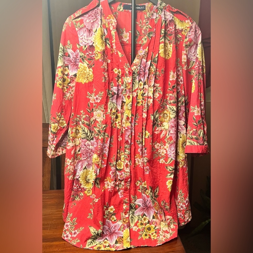 GUVC Denims 24/7 floral button down shirt Vtg Women’s 16W